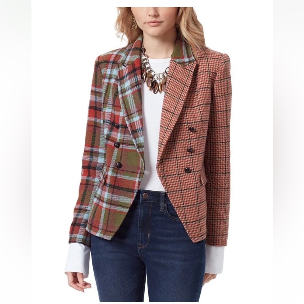 SAM EDELMAN Mixed Plaid Imogen Blazer Jacket